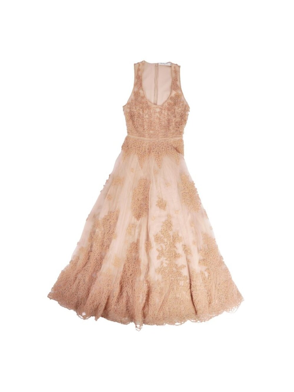 Dior Dress Sleeveless Sheer Tulle Embroidery Beaded Top Nylon Beige US 6